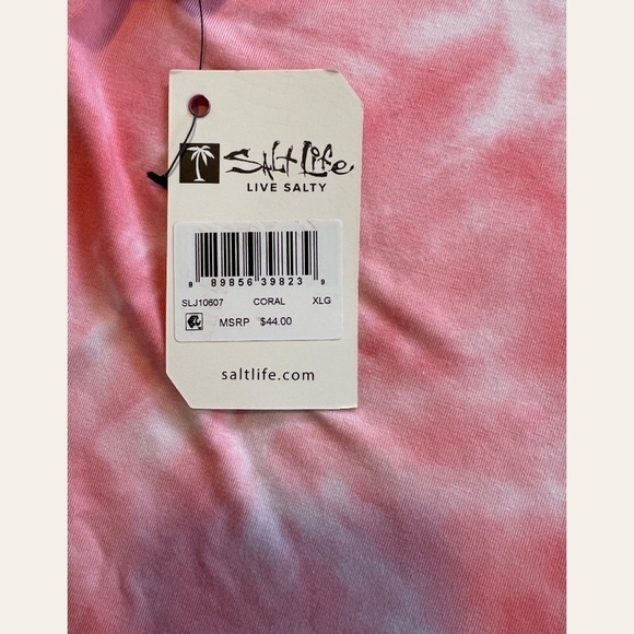 SALT LIFE Sundrenched Tie-Dye Halter-Style Relaxed Long Tank Top-NWT/Coral - Picture 7 of 12